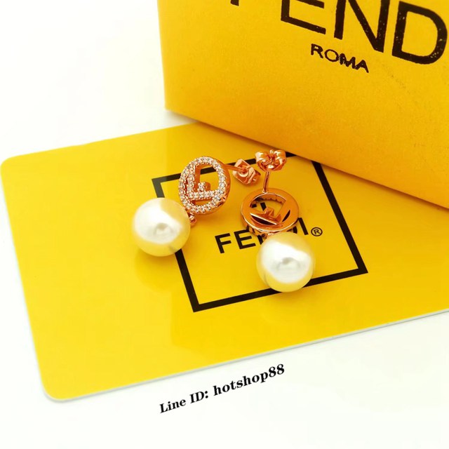 FENDI2022秋冬新款耳環 芬迪高端定制耳釘珍珠F耳釘 zgb2218